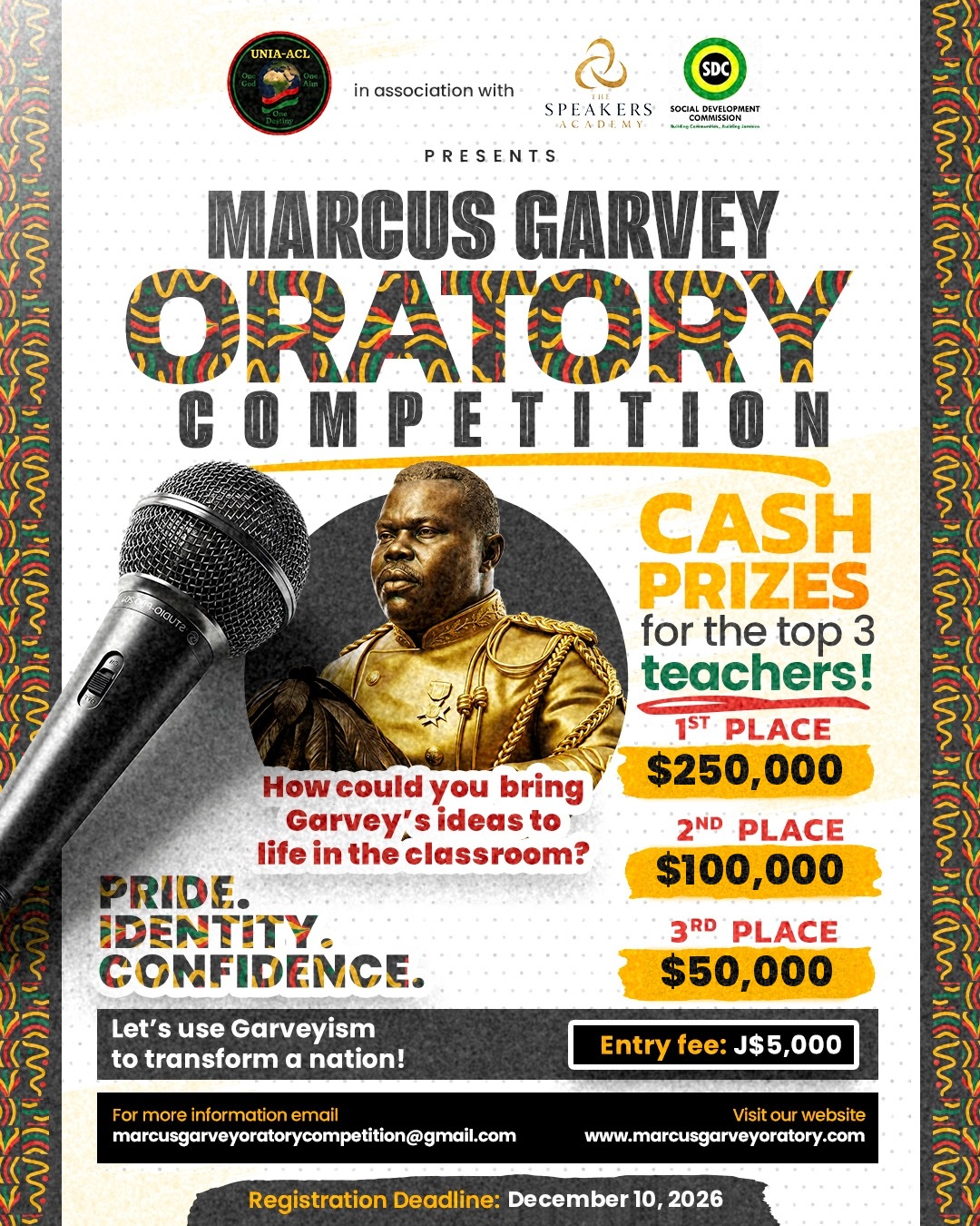 Marcus Garvey Oratory Competition flyer